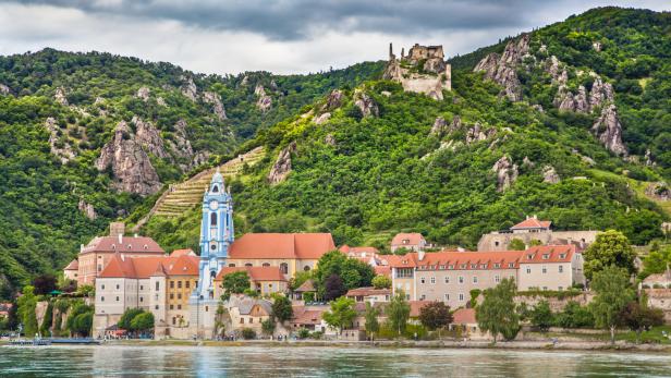 Dürnstein vom Ufer aus gesehen