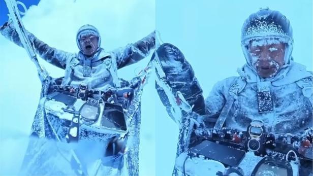 Paragleiter in Eis