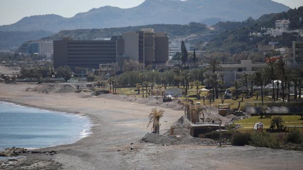FILE PHOTO: Hotels on Ammoudes Beach, on the Greek island of Rhodes