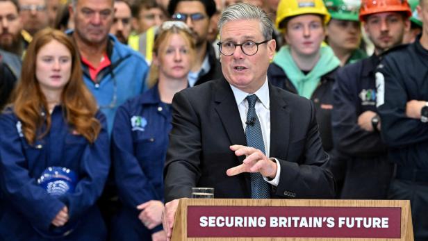 Britain's Prime Minister Keir Starmer visits the BAE Systems' Govan facility, in Glasgow