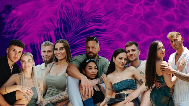 Die vier "Temptation Island"-Pärchen der 7. Staffel posieren nebeneinander