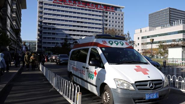 Ambulance leaves a children's hospital in Beijing Ambulance leaves a children's hospital in Beijing