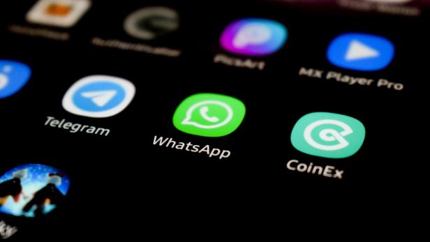 WhatsApp-Icon Grünes WhatsApp-Icon auf einem Handybildschirm