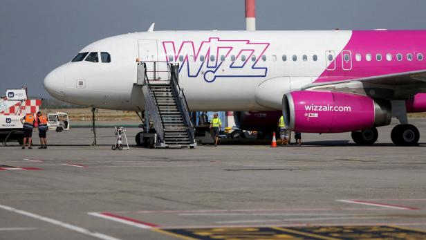 FILE PHOTO: Wizz Air's aircraft is parked on the tarmac at Ferenc Liszt International Airport in Budapest