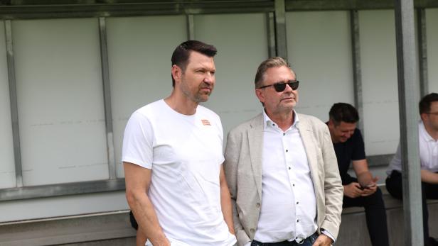 Katzer und Wrabetz (r.) mit Ausblick bei Rapid