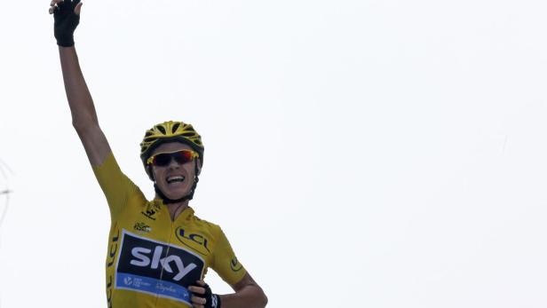 Race leader's yellow jersey Team Sky rider Froome