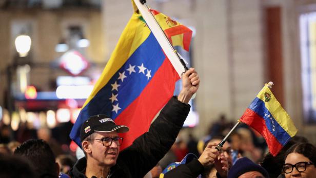 Supporters of Venezuela opposition protest against President Maduro in Madrid
