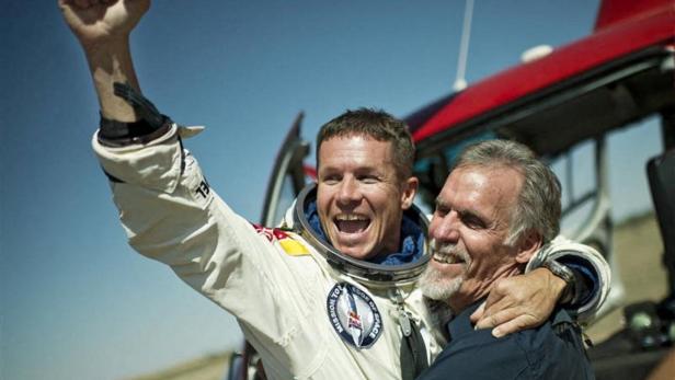 Gefeiert: Stratosphärenspringer Baumgartner.