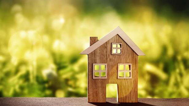 Wooden house in front of nature background