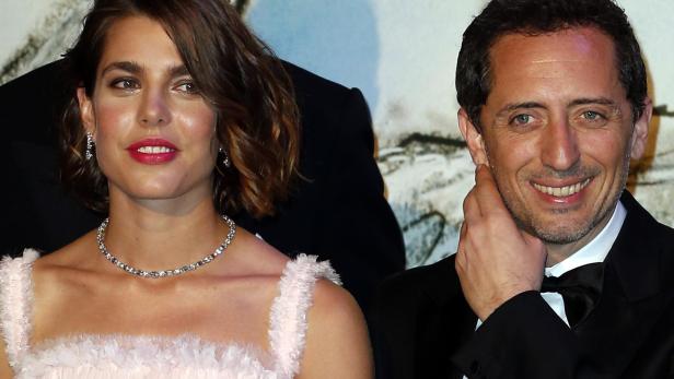 Charlotte Casiraghi, Princess Caroline of Hanover's daughter, arrives with French humorist Gad Elmaleh for the annual Rose Ball in Monte Carlo