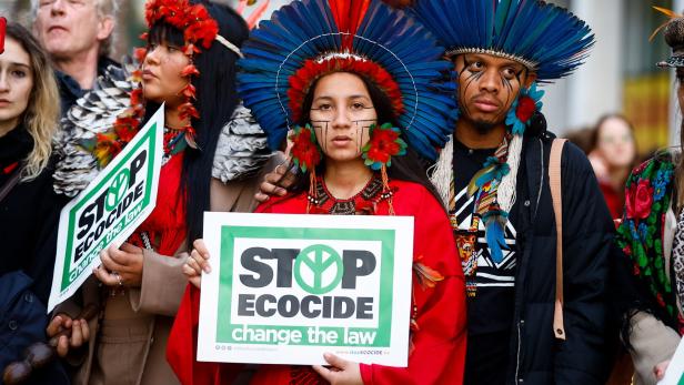 Indigene aus Brasilien protestieren gegen Umweltzerstörung