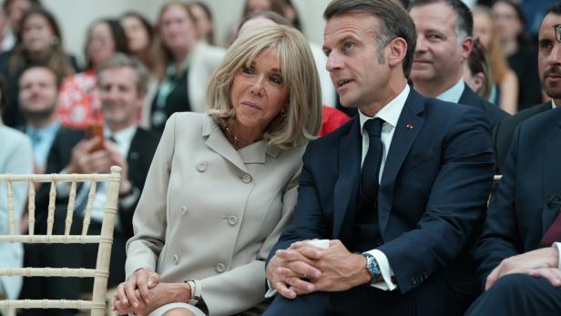 French President Emmanuel Macron delivers a speech at the British Museum
