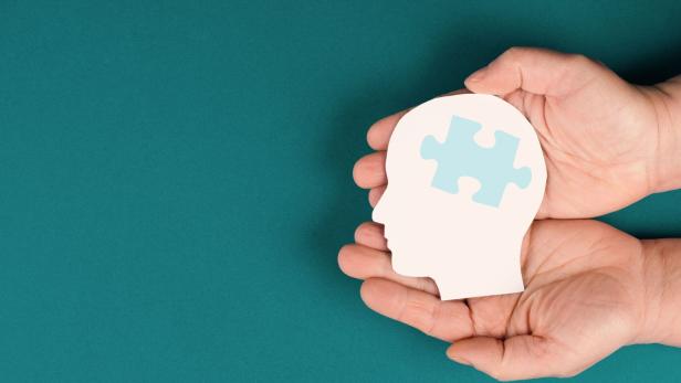 Symbolbild eines Kopfes mit einem fehlenden Puzzlestein.