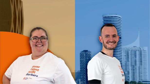 Ein Mann und eine Frau lächeln.