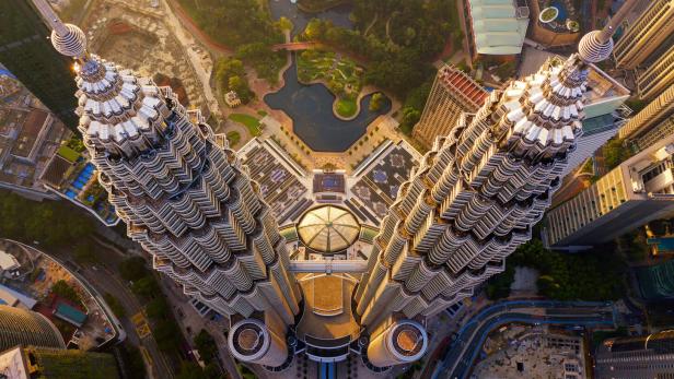Die Petronas Twin Towers von oben