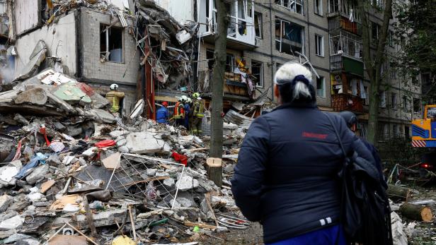 Aftermath of Russian missile and drone strikes, in Kyiv