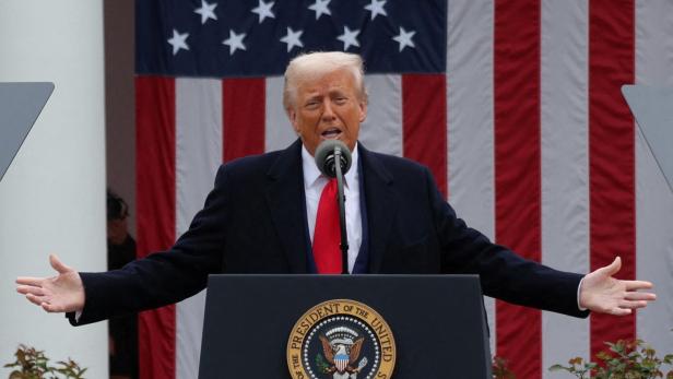 FILE PHOTO: U.S. President Trump delivers remarks on tariffs, at the White House