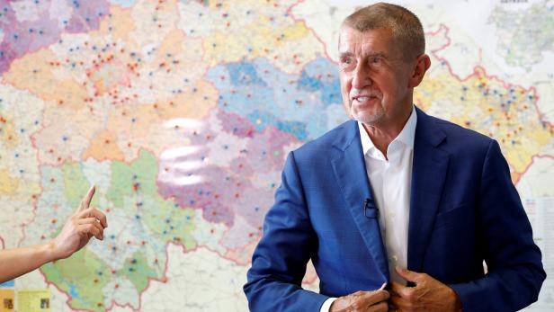 The leader of ANO party Andrej Babis attends an interview with Reuters in Prague