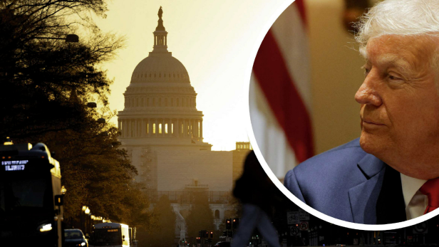 Donald Trump blickt auf das Kapitol in Washington.
