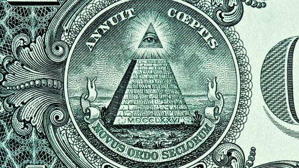 The all seeing eye on the back of a dollar bill
