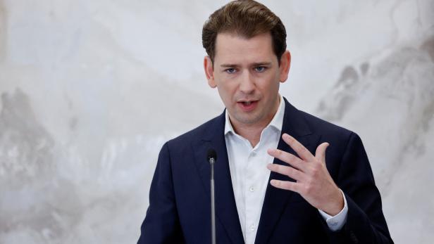 Former Chancellor Sebastian Kurz during a press conference