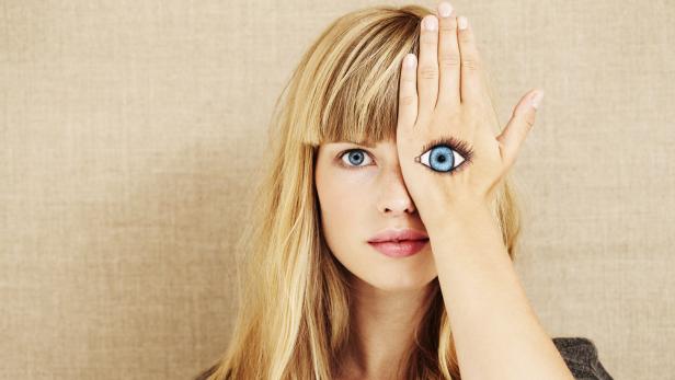 Beautiful blond with painted eye