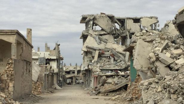Die kurdische Stadt Kobane an der syrisch-türkischen Grenze ist völlig zerstört.