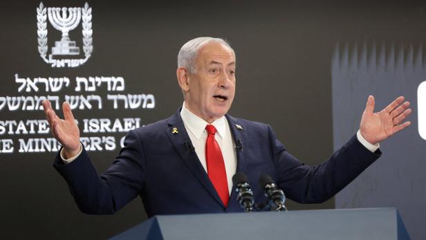 Der israelische Premierminister Benjamin Netanjahu bei einer Pressekonferenz in Jerusalem.