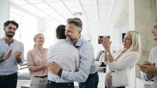 Celebrations In Office After Successful Business Pitch By Team