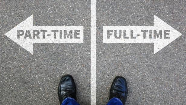 Part-time and full-time job working businessman business concept