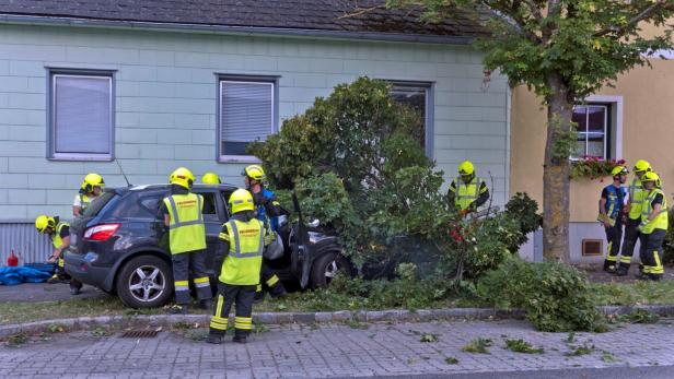 Feuerwehrleute bei einem Einsatz in Pfaffstätten