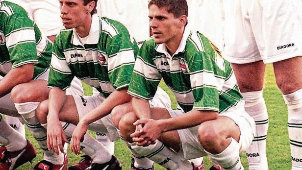 Peter Stöger und Dietmar Kühbauer im Rapid Dress beim Europacupfinale 1996