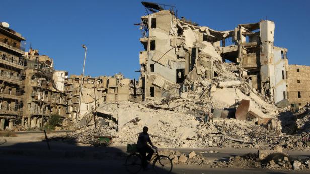 Zerstörtes Viertel in Aleppo.
