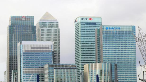 Mehrere Großbanken säumen als Hochhäuser die Skyline