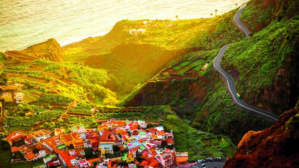 Top view on Agulo coastal village in Spain