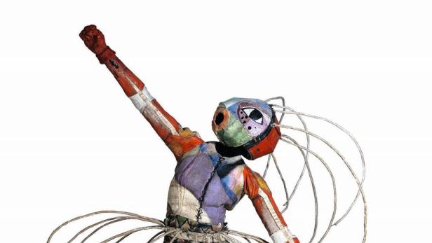 Skulptur Maskenfigur Toboggan Frau von Lavinia Schulz