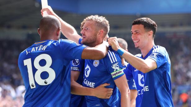 Vardy bei seinem Abschied aus Leicester Vardy bei seinem Abschied aus Leicester