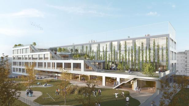 Das neue Gymnasium in der Otto Preminger Straße.