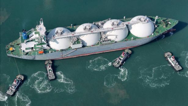 FILE PHOTO: An LNG tanker at a port in Yantai, China