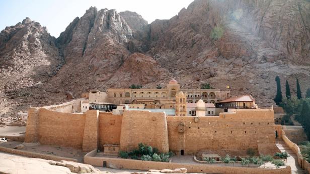 Tourists at Mount Sinai in Egypt Tourists at Mount Sinai in Egypt