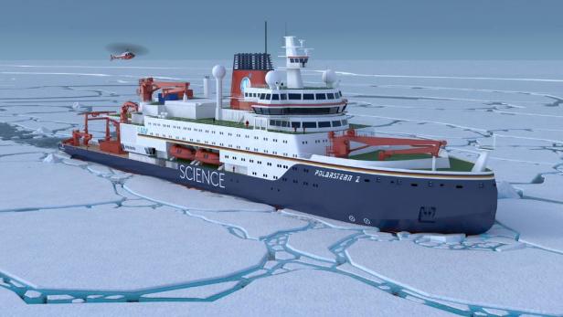 Eine Visualisierung des Polarstern 2 umgeben von Eis 