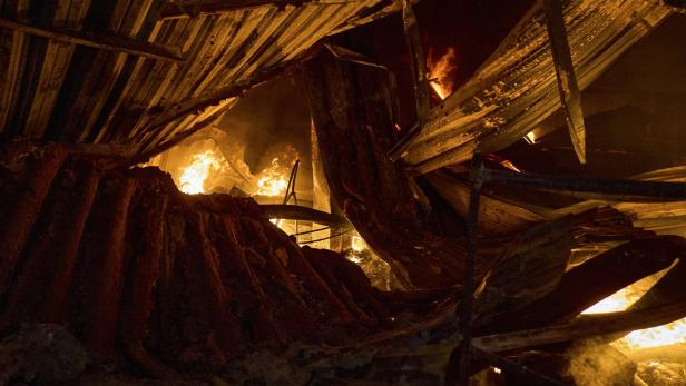 Aftermath of Russian overnight shelling in Ukraine's Kharkiv