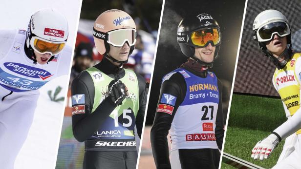 Jonas Schuster, Daniel Huber, Clemens Aigner und Niklas Bachlinger kämpfen im Kontinentalcup um einen Weltcup-Startplatz
