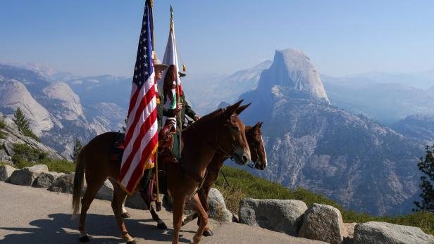 Naturalization ceremony at the Glacier Point ampitheater in Yosemite National Park