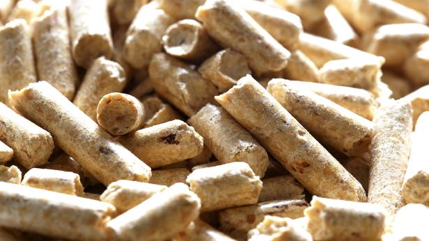 Pellets für Pelletsheizungen in Großaufnahme.