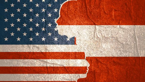 Relationships between USA and Austria. Stone material grunge texture