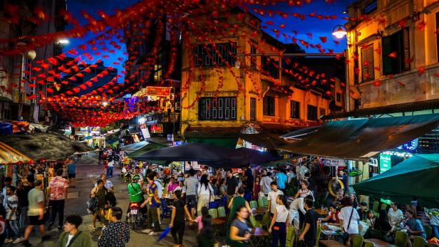 People spend their evening at Hanoi's Old Quarter, in Hanoi