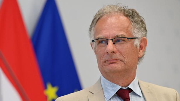 Austria's Finance Minister Markus Marterbauer holds a press conference, in Vienna