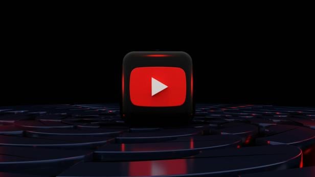 Das YouTube-Logo rot auf schwarzen Hintergrund.