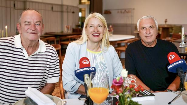 Herbert Prohaska mit Claudia Stöckl und Hans Krankl